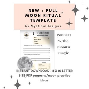New Moon Full Moon Ritual Bundle Template Digital PDF Instant Download Moon ritual Release Intention setting prompts