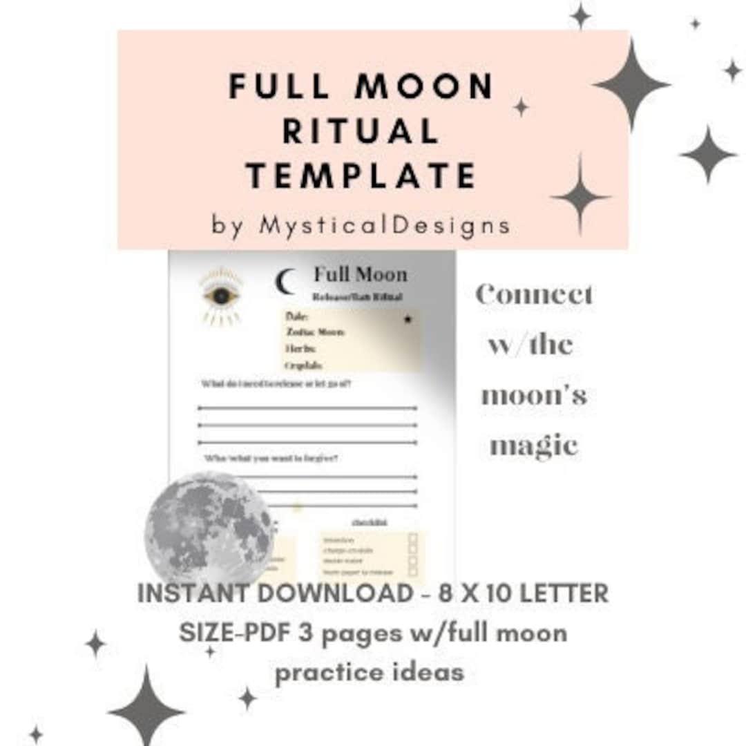 Full Moon Ritual Template Printable Planner Moon Crystal Etsy