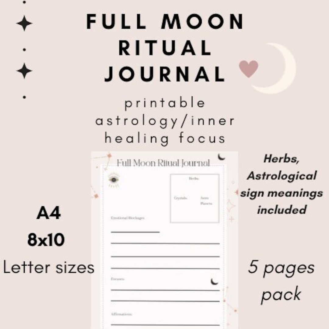 Full Moon Ritual Routine Printable Journal Pack | Spiritual Shadow Work ...