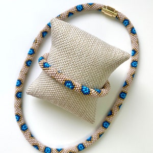 Evil Eye Beaded Crochet Necklace and Bracelet with Magnetic Closure