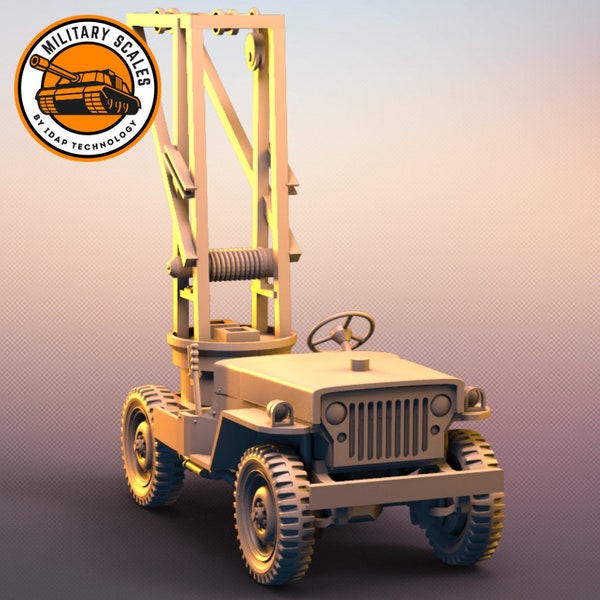 Jeep Willys crane 1 - american military scales ww2 vehicle technical service utility truck modeling hobby 1/30 1/35 1/48 1/56 1/72 1/76 1/87