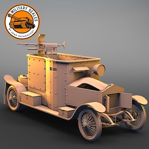Belgian Minerva - WW1 Military Armored Vehicle 3D Printed Scale Model Hobby Kit for Collectors and Dioramas 1 35 1 48 1 72 1 87