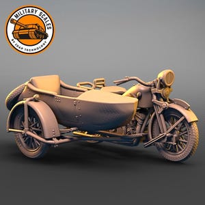 Sokół CWS M111 1000 mit Beiwagen - polnisches Militär, Maßstab 2. Weltkrieg, Fahrzeug, schweres Motorrad, Modellbau, Hobby, 1/30, 1/35, 1/48, 1/56, 1/72, 1/76, 1/87