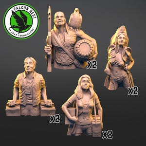 Set med 8 minifigurer till Robinson Crusoe - Sailor & Gamer (3D-utskrift) - specialdesignade brädspel, bordsspel, tillbehör, utforskning, stridsäventyr