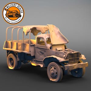 Chevrolet G7107 with tarpaulin Destroyed - american military scales ww2 vehicle cargo truck modeling hobby 1/30 1/35 1/48 1/56 1/72 1/76