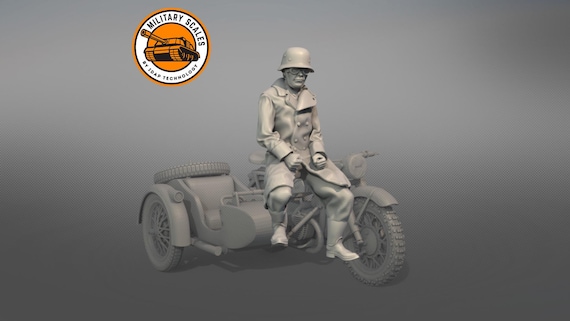 フィギュア　オートバイ兵　ドイツ兵 1940年代のバイクに乗ったドイツ兵 #2 - バイク乗りの戦争シーンの詳細