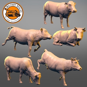 Cows set - war military scales animals figurines diorama modeling hobby 1/30 1/35 1/48 1/56 1/72 1/76 1/87