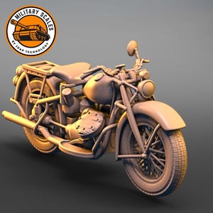 Könnte beinhalten: Ein braunes Motorrad mit Beiwagen, Gepäckträger und großem Scheinwerfer. Das Motorrad steht auf einem grauen Hintergrund.