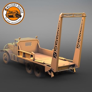 Brockway B666 Semitrailer empty open - american military scales additive cargo trailer 1/30 1/35 1/48 1/56 1/72 1/76 1/87