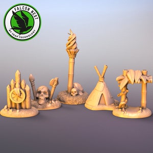 Set of 5 tokens for Robinson Crusoe (3D Print) - custom board games tabletop games accessories exploration fighting adventure gift idea