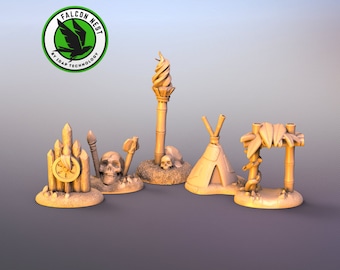 Set of 5 tokens for Robinson Crusoe (3D Print) - custom board games tabletop games accessories exploration fighting adventure gift idea