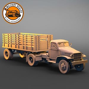 Chevrolet G7103 with trailer v2- USA military scales ww2 logistics transport heavy truck modeling hobby 1/30 1/35 1/48 1/56 1/72 1/76 1/87