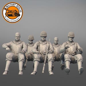 Soldaten der 4. Infanteriedivision (USA) 2. Weltkrieg WW2 US 5-teilig - Set Nr. 3 - Militärmaßstäbe 1/30 1/35 1/48 1/56 1/72 1/76 1/87