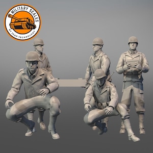Soldiers of the 4th Infantry Division (United States) World War 2 WW2 US 5pcs - Set No2 - military scales 1/30 1/35 1/48 1/56 1/72 1/76 1/87