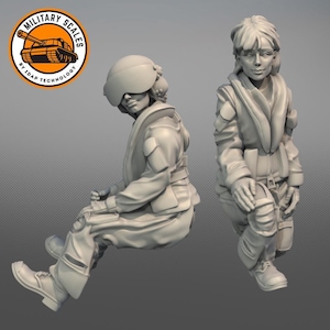 RAF Female Pilots Modern #2 - British Military Diorama Accessories 3D Printed Scale Model Hobby Kit for Collectors Historical Dioramas 1/72