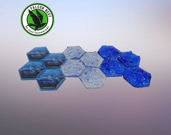 Set of 9 ocean hexes for Terraforming Mars - custom board games tabletop games accessories sci-fi economic environmental space gift idea