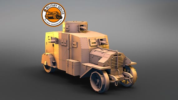 Ehrhardt E-V/4 - German WW1 Armored Car 3D Printed Scale Model Hobby Kit for Collectors Historical Military Dioramas 1/35 1/48 1/72 1/87