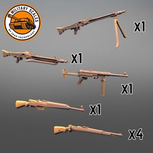 German panzergrenadier weapon set 1944 - ww2 machine gun carbine mp 40 mg 42 kar 98k gew 43 military scales 1/30 1/35 1/48 1/56 1/72