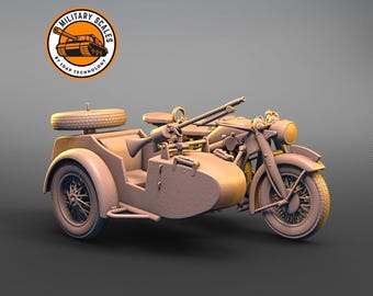 Zundapp KS750 with sidecar - german military scales ww2 vehicle off-road motorcycle modeling hobby 1/30 1/35 1/48 1/56 1/72 1/76 1/87