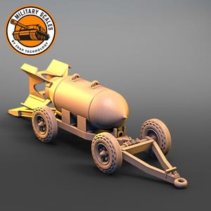 Mark II USN bomb cart + bomb AN-M65 - american U.S. military scales ww2 vehicle landing modeling hobby 1/30 1/35 1/48 1/56 1/72 1/76 1/87