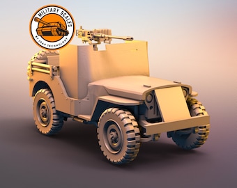 Jeep Willys armored 1 - american military scales ww2 vehicle light armored recon truck modeling hobby 1/30 1/35 1/48 1/56 1/72 1/76 1/87