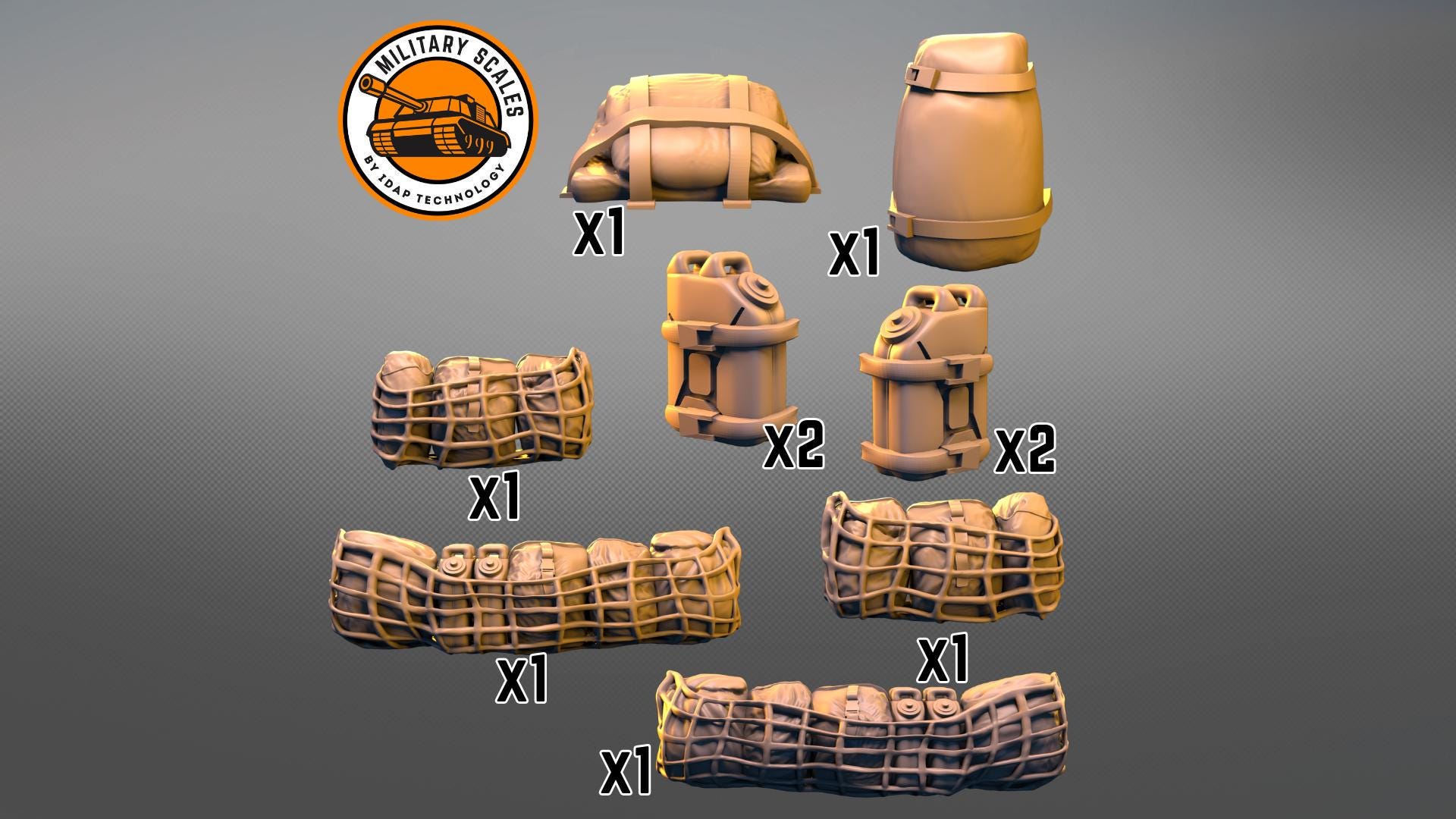 Set of packages #4 - war military scales ww1 ww2 blanket canister carimat bag accessories diorama modeling hobby 1/30 1/35 1/48 1/56 1/72