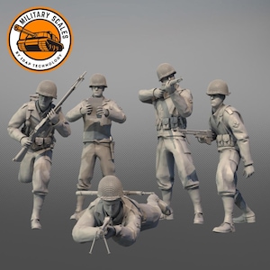 Soldados de la 4.ª División de Infantería (Estados Unidos) Segunda Guerra Mundial WW2 EE. UU. 5 piezas - Set n.º 1 - escalas militares 1/30 1/35 1/48 1/56 1/72 1/76 1/87