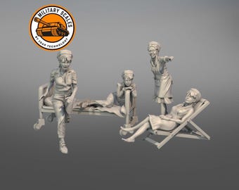 1:35 Hospital Nurses WWII #3 - resin casting WWII medical unit army nurses healthcare figures battlefield diorama 1/35