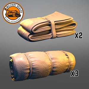 Set of packages #1 - war military scales ww1 ww2 blanket sleepwear carimat bag accessories diorama modeling hobby 1/30 1/35 1/48 1/56 1/72