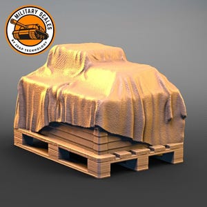 Cargo on Europallet with tarpaulin #2 - war military scales ww1 ww2 accessories diorama modeling hobby 1/30 1/35 1/48 1/56 1/72 1/76 1/87