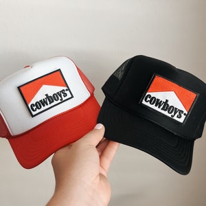 Cowboys Trucker Patch Hat, Iron Patches, Trucker Hat, Cowgirl Trucker Hat, Woman’s Trucker Hat, Camo Trucker Hat With Patches