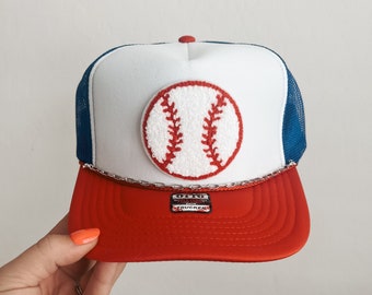 Baseball Trucker Patch Hat, Iron Patches, Trucker Hat, Spring Training Baseball Trucker Hat, Woman’s Trucker Hat, Womans Baseball Hat