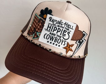 Trucker Patch Hat, Iron Patches, Trucker Hat, Cowgirl Trucker Hat, Woman’s Trucker Hat, Camo Trucker Hat With Patches