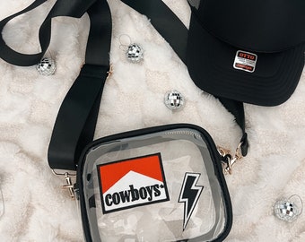 Clear Cross Body Concert Bag, Stadium Approved Purse, Patch Stadium Bag, Country Concert Bag