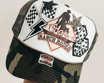 Camo Trucker Hat: Iron-On Patches, Adjustable SnapBack