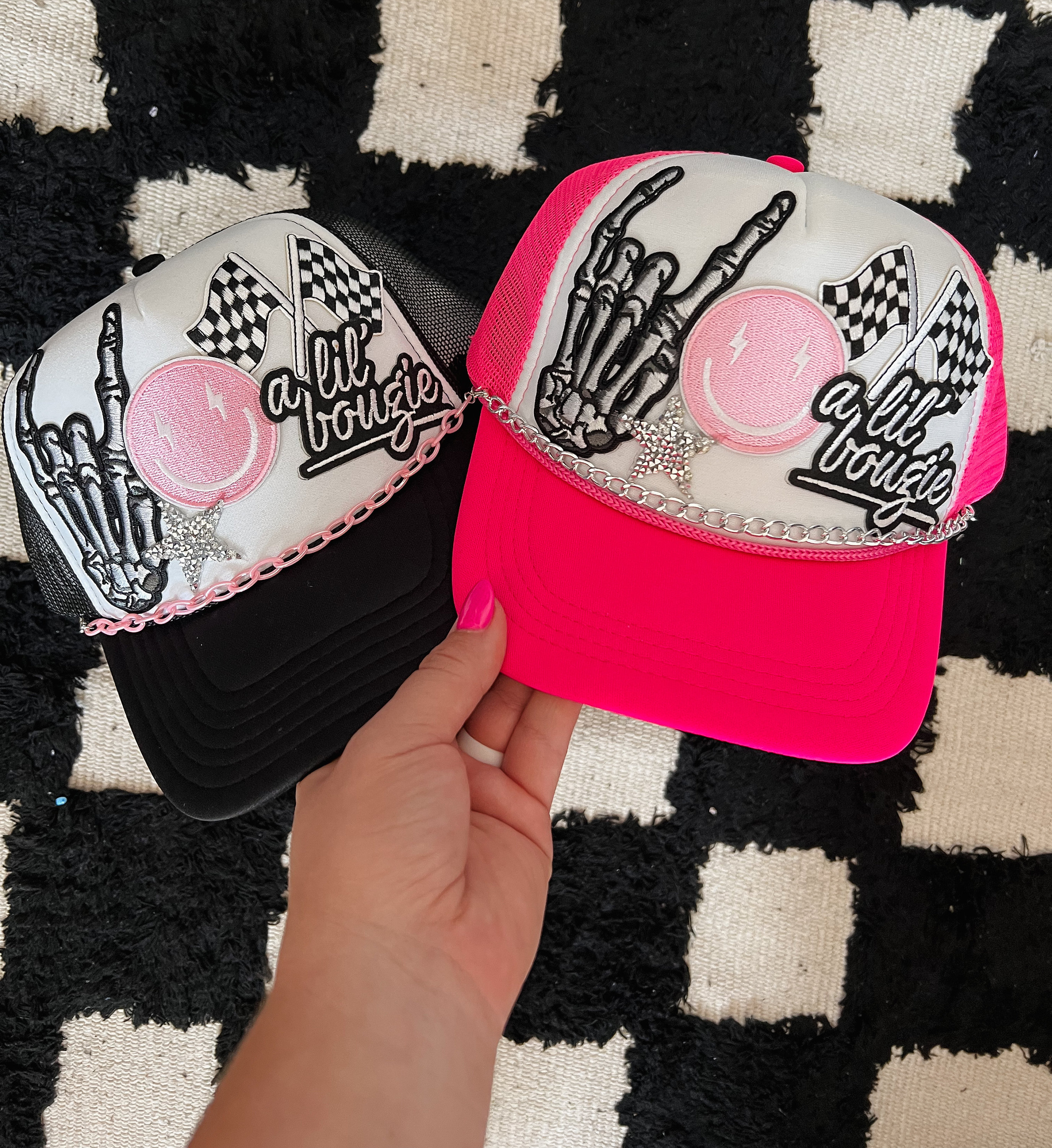 NWT Neon Pink Mesh Snapback Trucker Hat  With JEEP Embroidered patches Neon Pink Trucker Hat: Iron-on Patches, Adjustable Snapback  main image 4