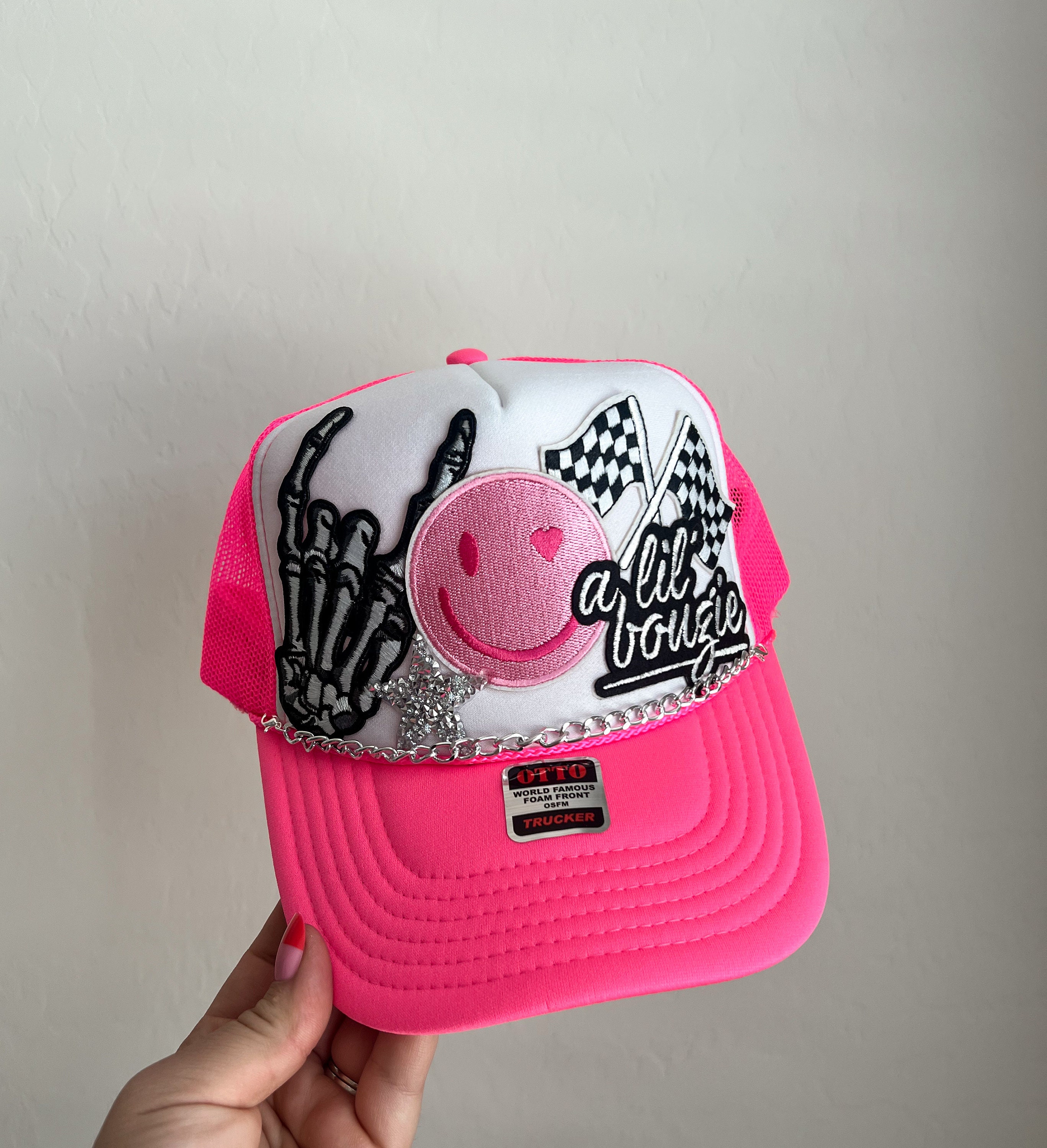 Trucker Patch Hat, Iron Patches, Trucker Hat, Cowgirl Trucker Hat, Womans Trucker Hat, Neon Pink Trucker Hat With Patches - Etsy Trucker Patch Hat, Iron Patches, Trucker Hat, Cowgirl Trucker Hat, Womans Trucker Hat, Neon Pink Trucker Hat With Patches - Etsy