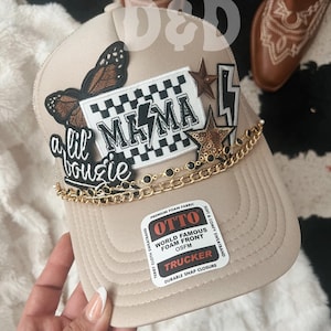 Mama Western Trucker Patch Hat, Iron Patches, Trucker Hat, Cowgirl Trucker Hat, Woman’s Trucker Hat, Camo Trucker Hat With Patches