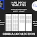 Nail Decal Template Digital A4 Size | Instant Download | 4 Customizable Templates | Custom Water Nails Decals | Waterslide Nail Template 