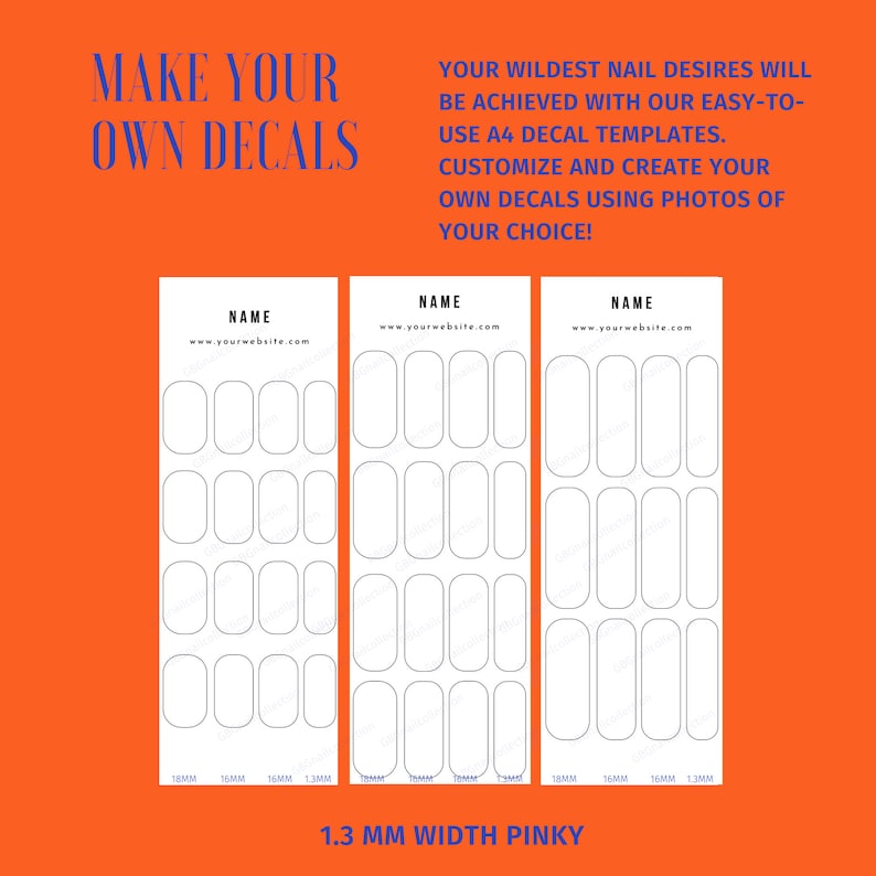 4 Digital Nail Decals Template A4 Size | Instant Download ...
