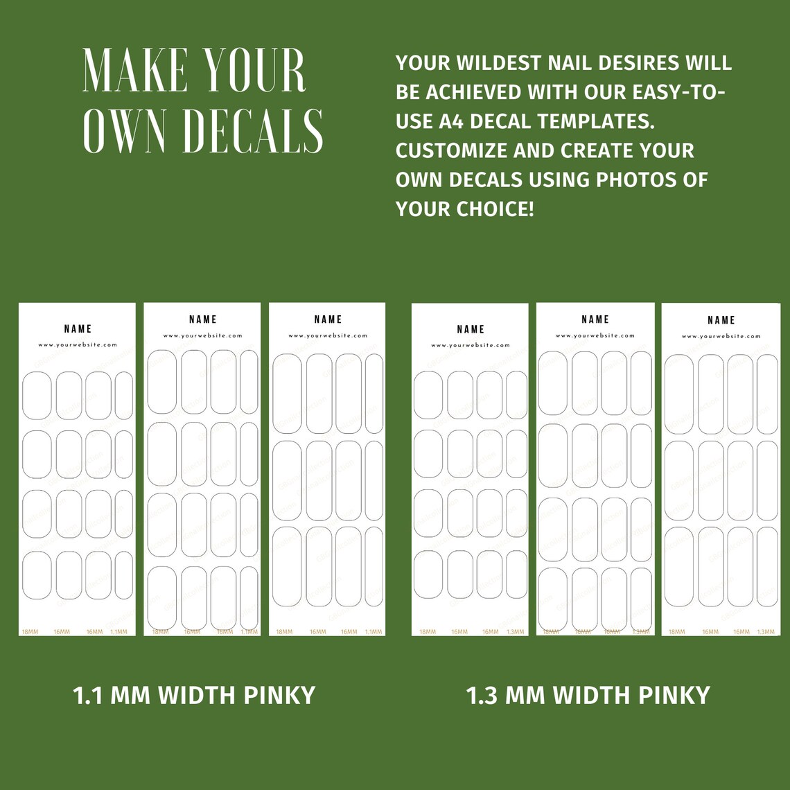 8 Nail Decals Templates DIY Digital Waterslide + FREE Bonus| Digital ...