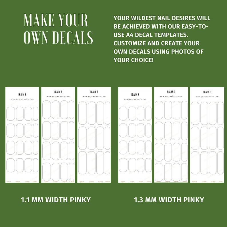 8 Nail Decals Templates DIY Digital Waterslide + FREE Bonus| Digital ...