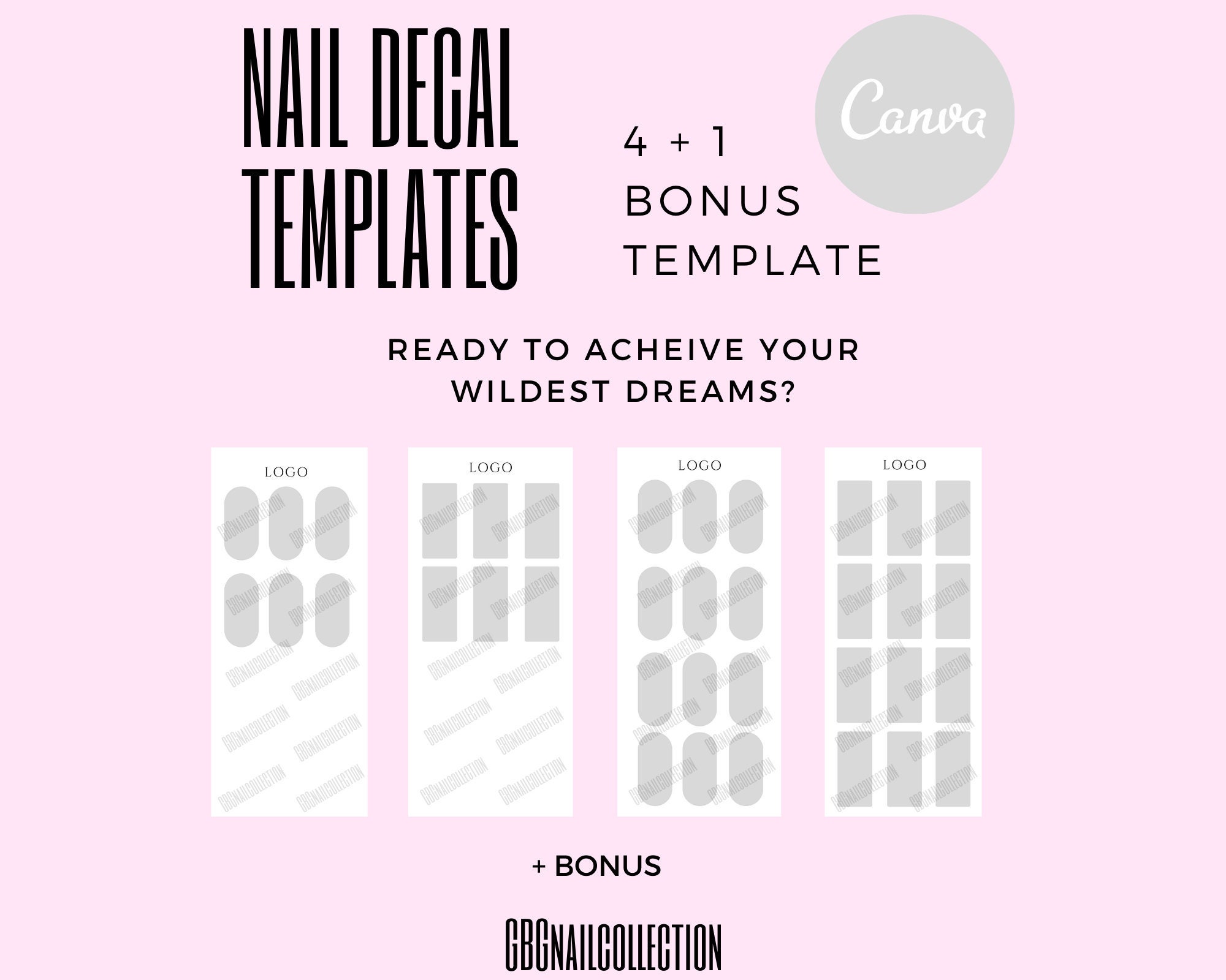 Nail Decals Template Digital Instant Download 4 Customizable Templates Nail Decals Template Digital Instant Download 4 Customizable Templates