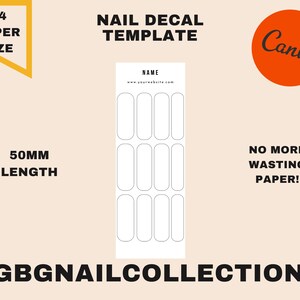 Nail Decal Template Digital A4 50MM Size | Instant Download ...