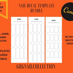 4 Digital Nail Decals Template A4 Size | Instant Download | Customizable Templates | Custom Nail Wrap Decals | Waterslide Nail Template