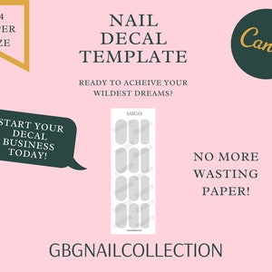 Nail Decals Template Digital A4 Size | Instant Download | Customizable Template | Custom Water Nails Decals | Waterslide Nail Template