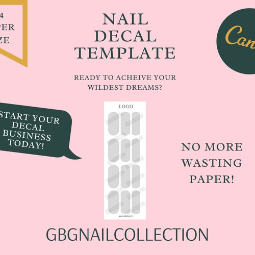Nail Decals Template Digital A4 Size Instant Download Etsy