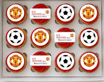 Décoration de gâteau comestible Manchester United, cup cake, carte de gaufrette, gâteau uni homme