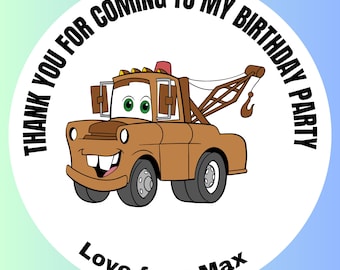 Stickers anniversaire Lightning McQueen personnalisés, cadeaux pour sac (merci)