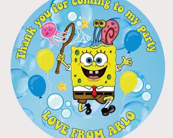 Autocollants personnalisés d'anniversaire de bob, autocollants de sac de fête bob